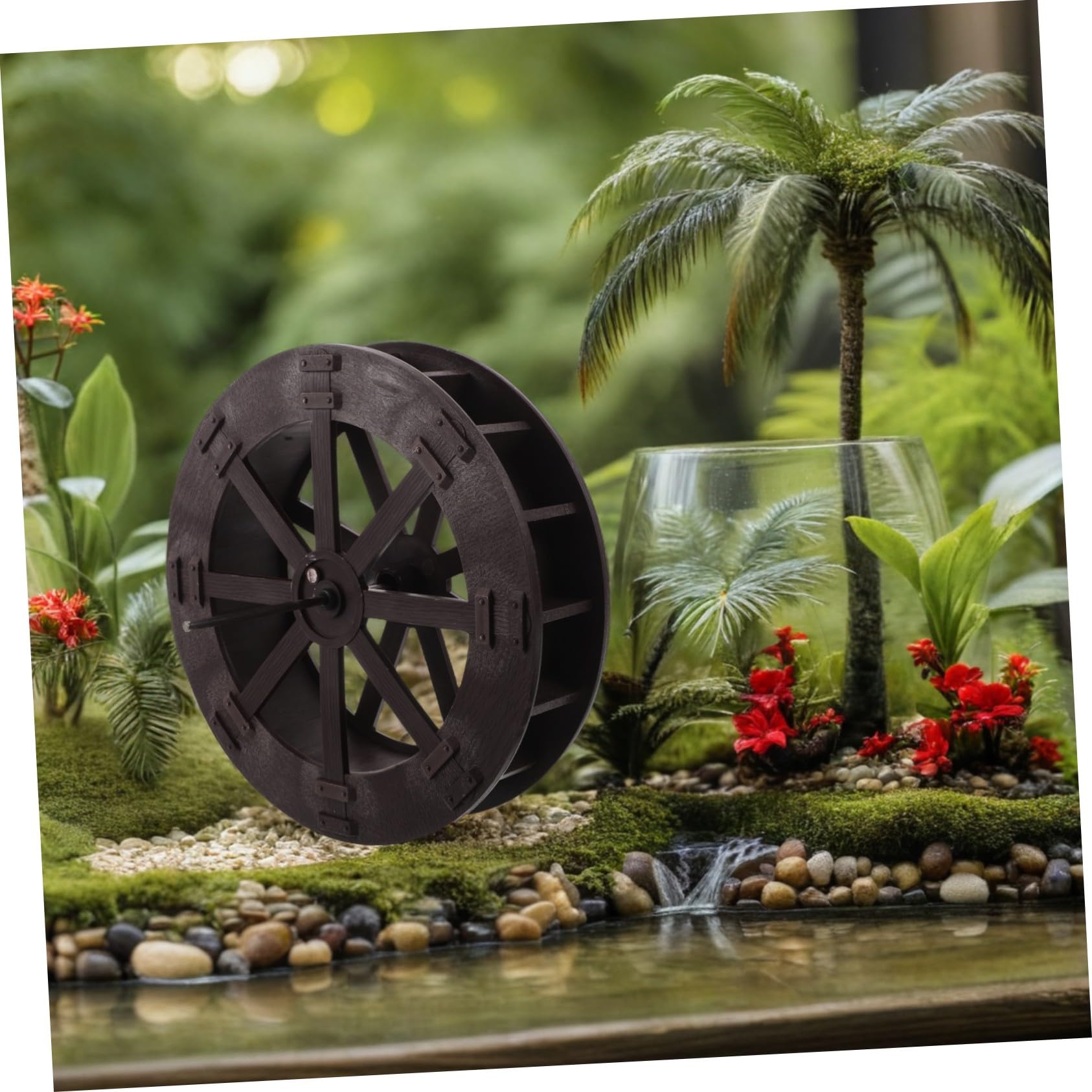 Roue de Fontaine à Eau de Table Rotative Facile à Assembler Accessoire en Plastique et Acier Inoxydable Décor Naturel et Élégant pour Bureaux et Salons