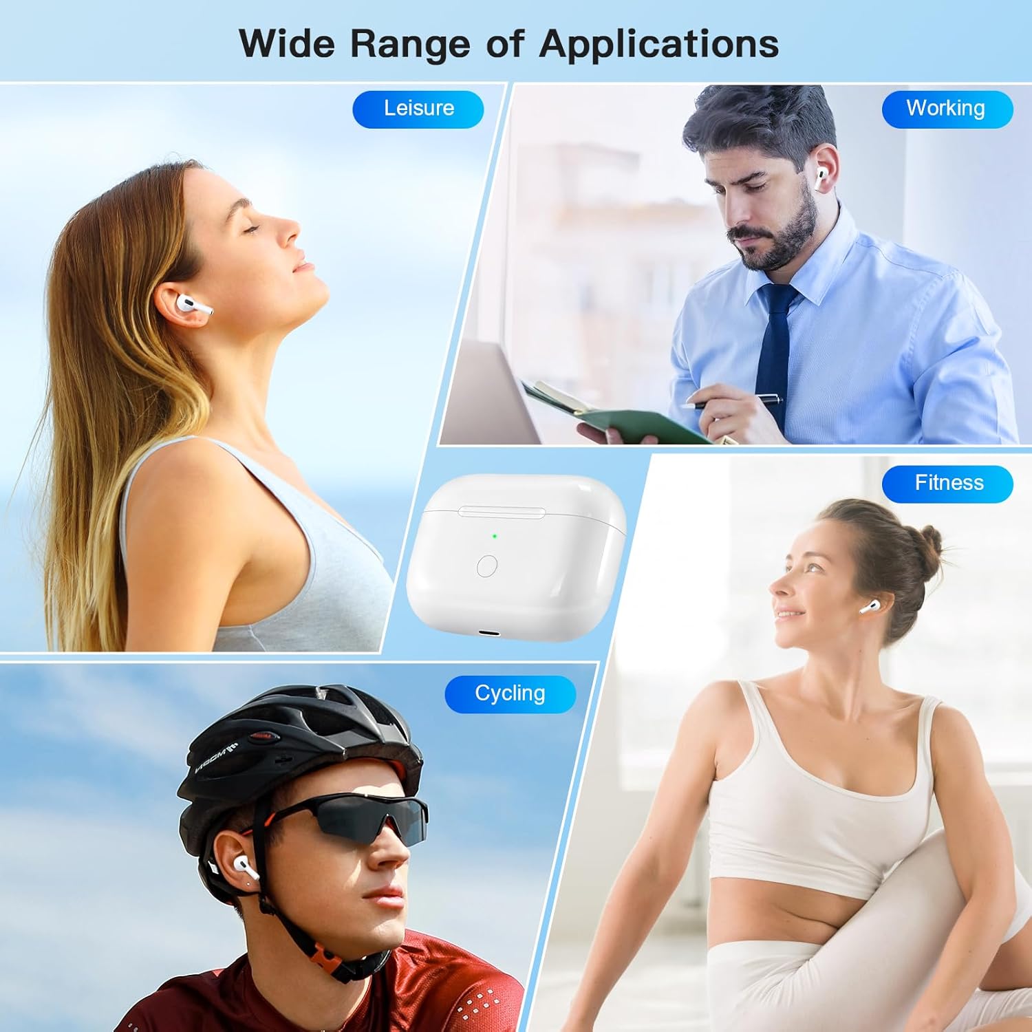 Wireless Charging Case Compatible with AirPod Pro 2 1, Air Pod Pro 2 1 Charger Case Replacement with Bluetooth Pairing Sync Button, No Earbuds,USB-C Charging