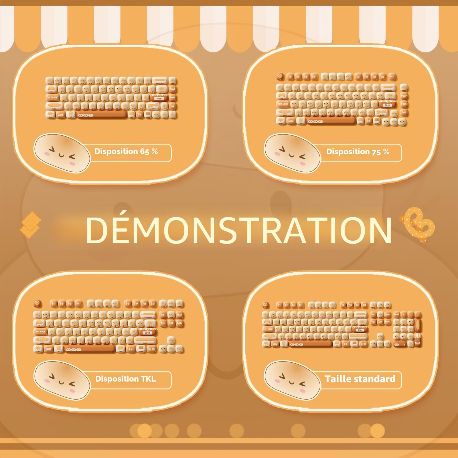 Akko Bun Wonderland MOG Lot de 138 touches en PBT pour claviers mécaniques
