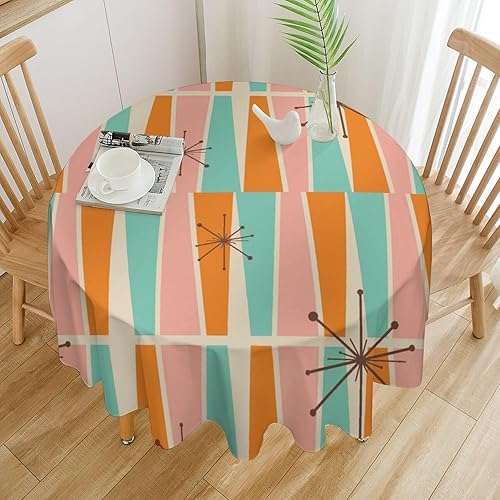 Miniatura 40 de Mantel retro moderno de mediados de siglo, diseño de colores retro de los años 50, resistente al agua, mantel lavable para cocina, comedor, fiesta