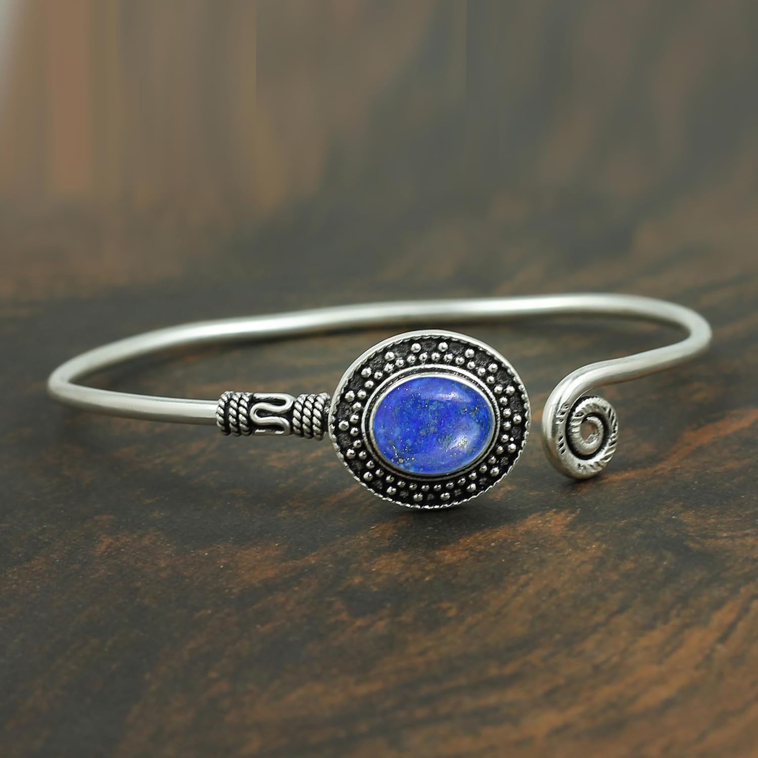 Natural Gemstones 925 Silver Plated Cuff Bracelets for Women - Oval Shape Stone Birthstone Handmade Adjustable Open Bangle Jewelry - Gifts for Wedding Anniversary Valentine's Day Christmas - Image 5