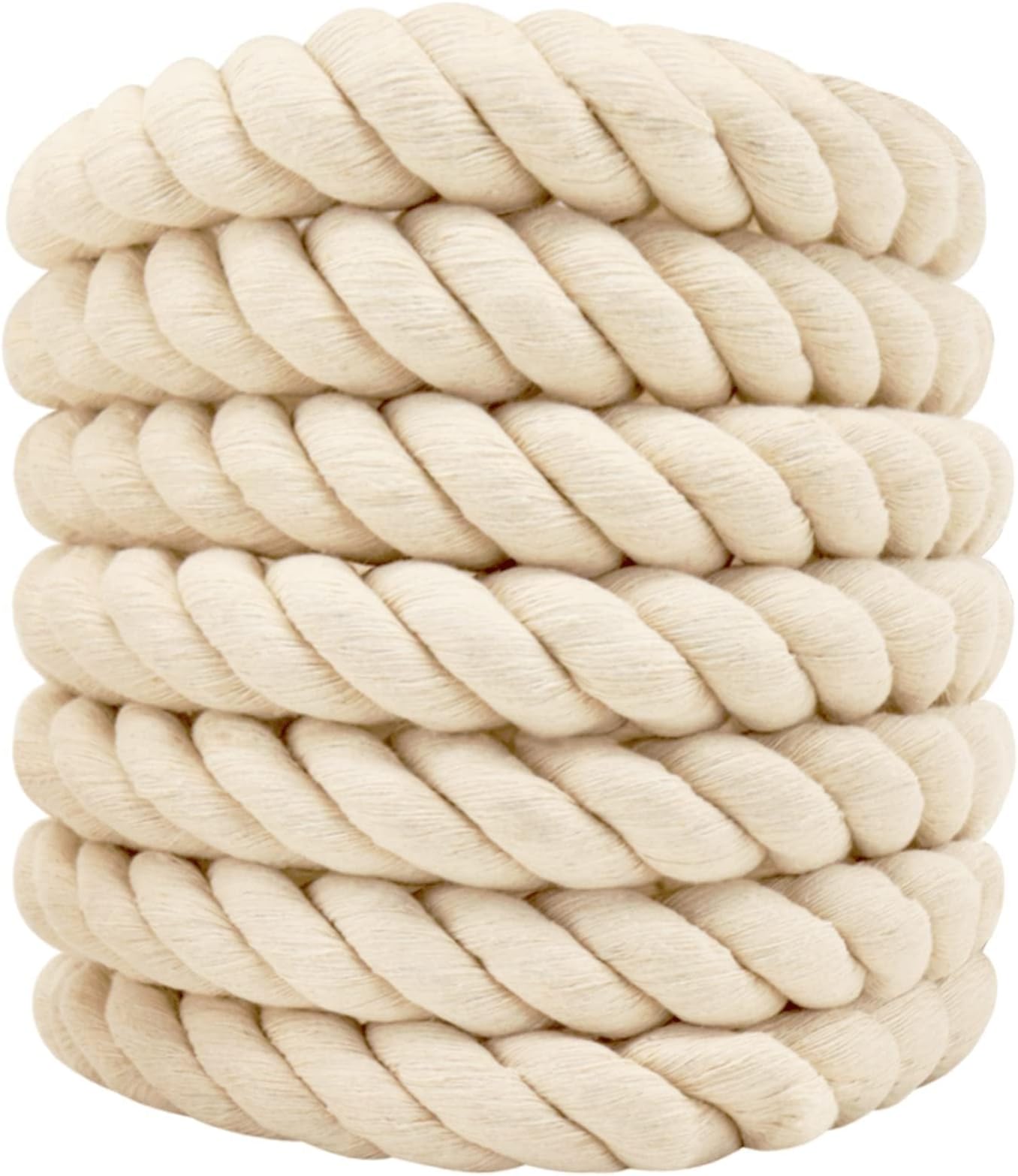 Twisted Cotton Rope (1 in x 10 ft) Natural Thick White Rope for Nautical, Landscaping, Railings, Hammock,Home Decorating