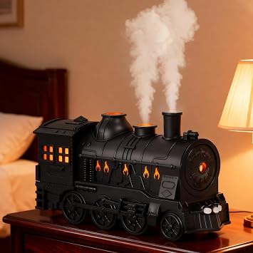 Train Humidifier Aroma Diffuser, 300ml Cool Mist Quiet Aromatherapy Diffuser for Essential Oils,Train Diffuser for Large Rooms, Bedrooms, or Desks Black