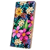 AIRMORS Wallet Women Leather Credit Card Holder with RFID Blocking Large Capacity Slim zipper Wallets for Men Minimalist Coin Purse long clutch wallet (Flowers-1)