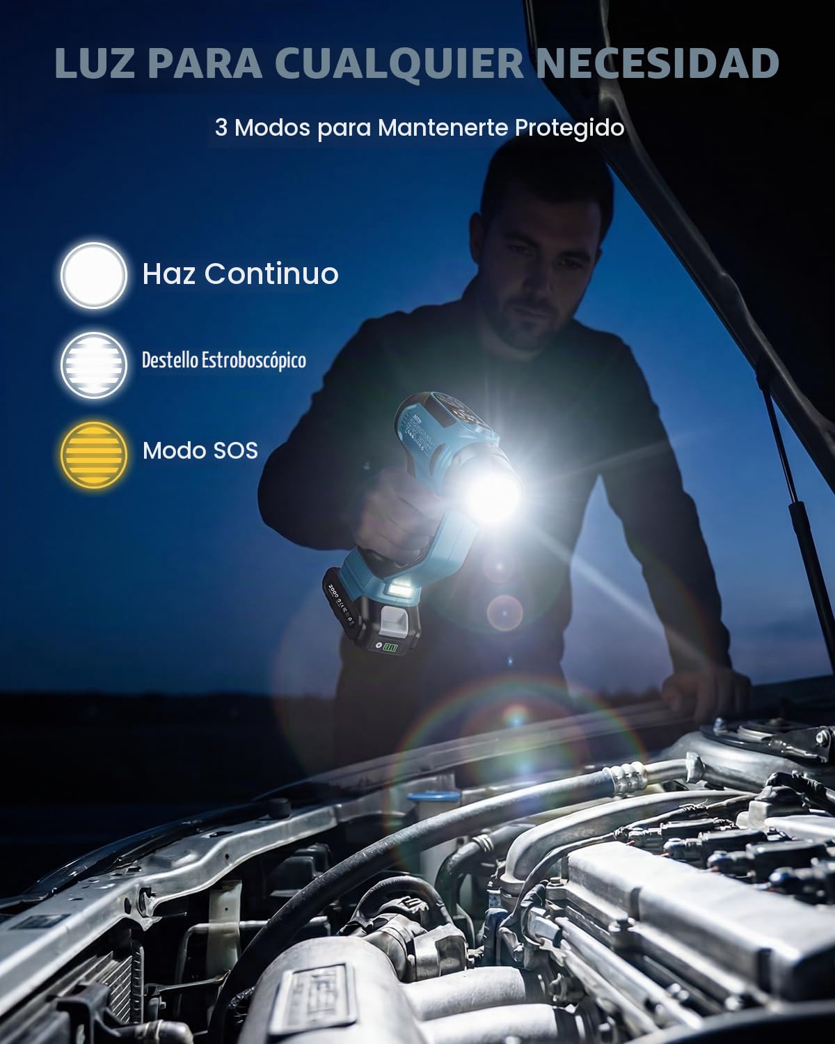 SEESII Compresor de neumáticos doble batería 150 PSI inalámbrico LED
