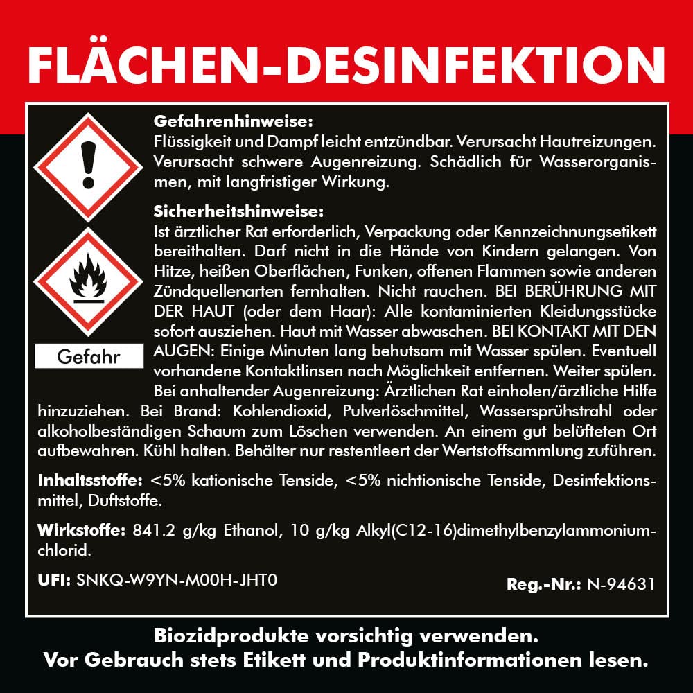 FLÄCHEN-DESINFEKTION 5 Liter Kanister inkl. 51 mm Auslaufhahn - Oberflächendesinfektion Desinfektionsmittel Türgriffdesinfektion Türklinkendesinfektion Kühlschrankdesinfektion Touchscreendesinfektion