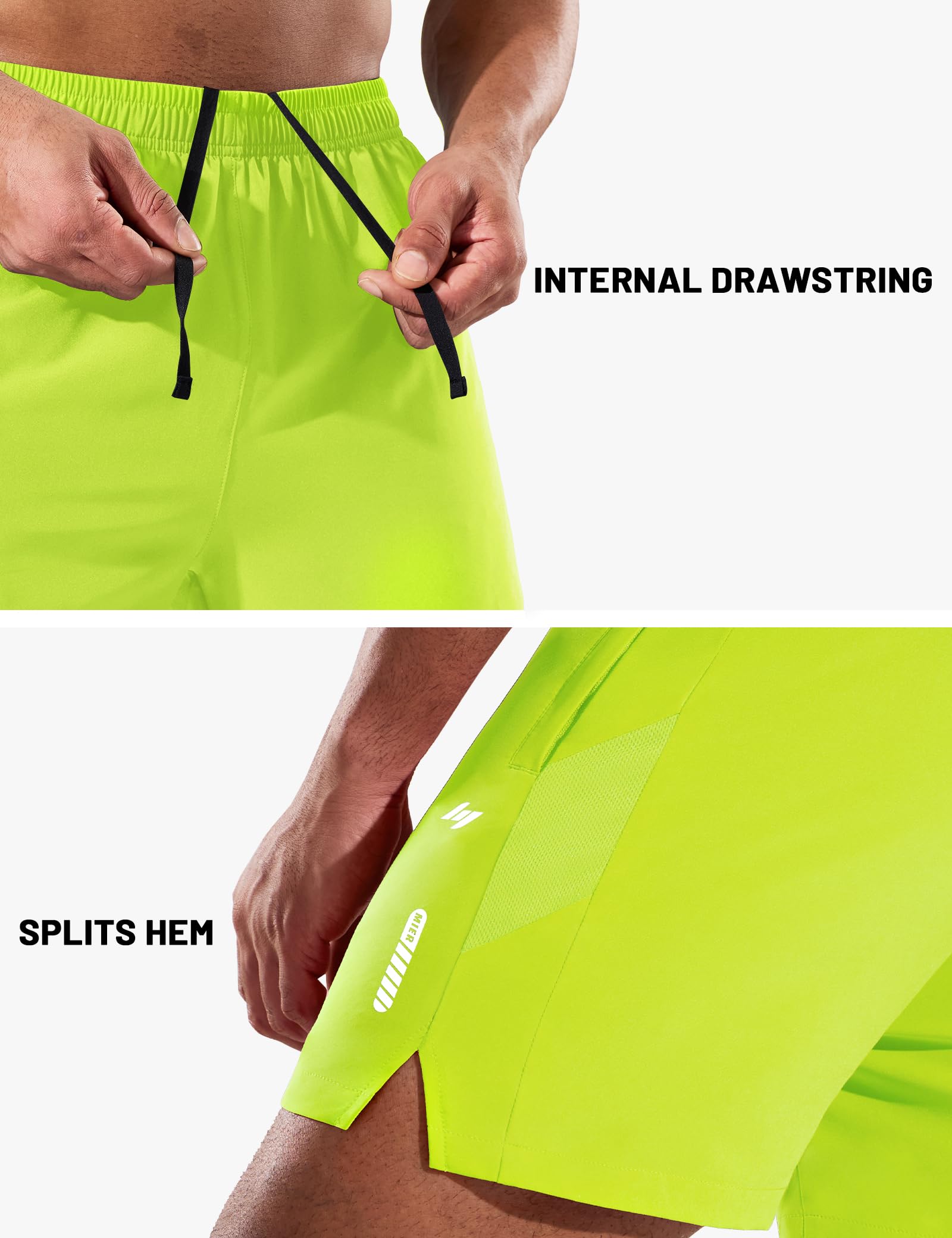 MIER Pantaloncini da corsa da uomo con cucitura interna da 12,7 cm, con tasche con cerniera, ad asciugatura rapida, per atletica, palestra, allenamento, senza fodera, leggeri
