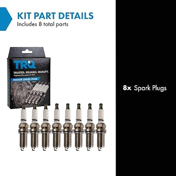 TRQ Spark Plug Set 8 Piece Iridium Compatible with 99-10 BMW 07 Chrysler 97-07 Dodge 98-07 Jeep 06-07 Mitsubishi 03-05 Porsche 02-04 Volkswagen