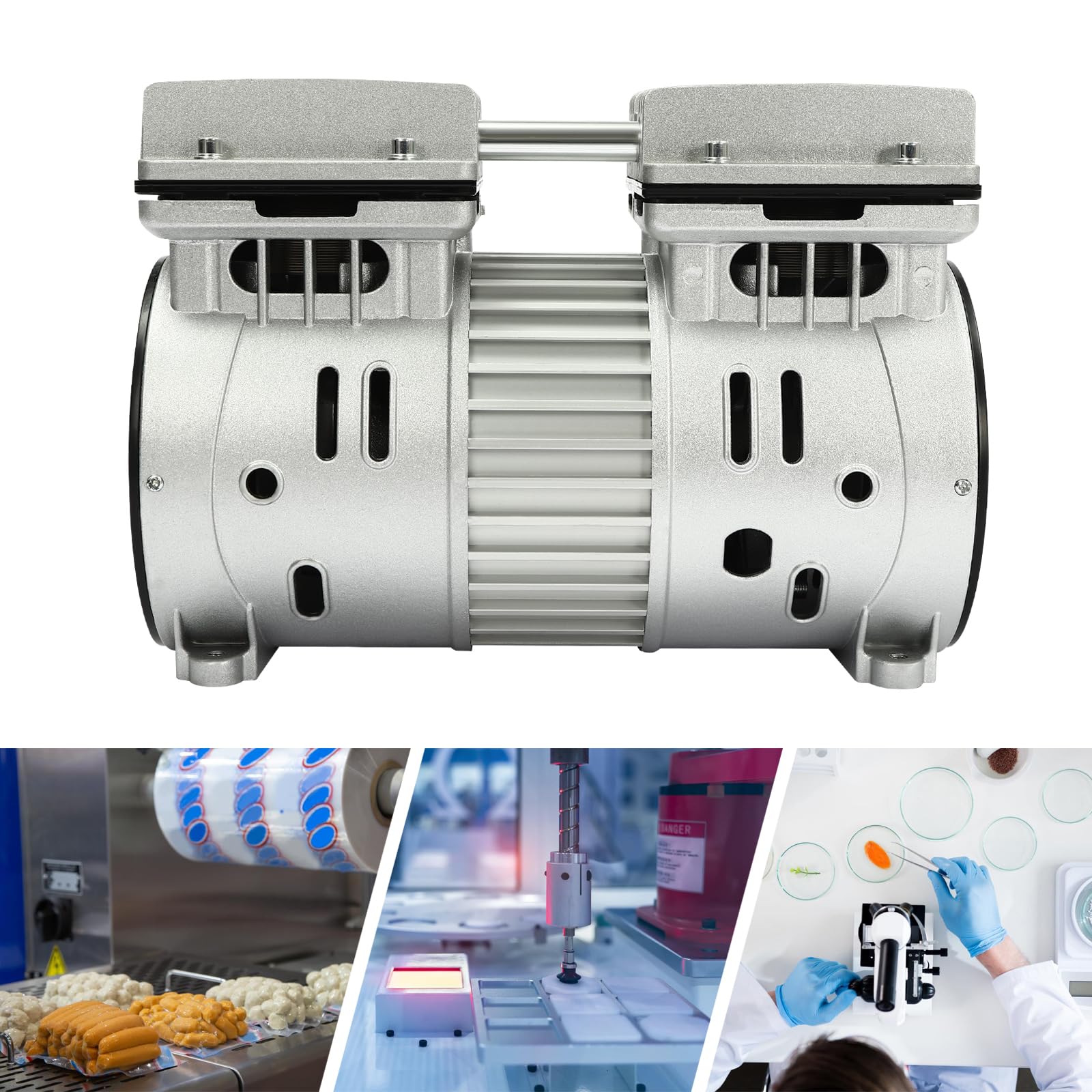 Bomba de vacío sin aceite, 550 W, 1400 rpm, bomba de vacío sin aceite, compresor de aire, motor silencioso, alta eficiencia para alimentos y productos farmacéuticos