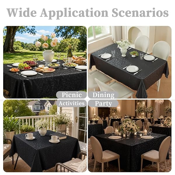 HOMOHEINI Rectangle Table Cloth, Waterproof Heavy Duty Vinyl Tablecloths, Stain-Resistant Wipeable Rectangle or Round Table Cover for Indoor and Outdoor(Black, 60"x84") by HOMOHEINI - Used condition - Image 7