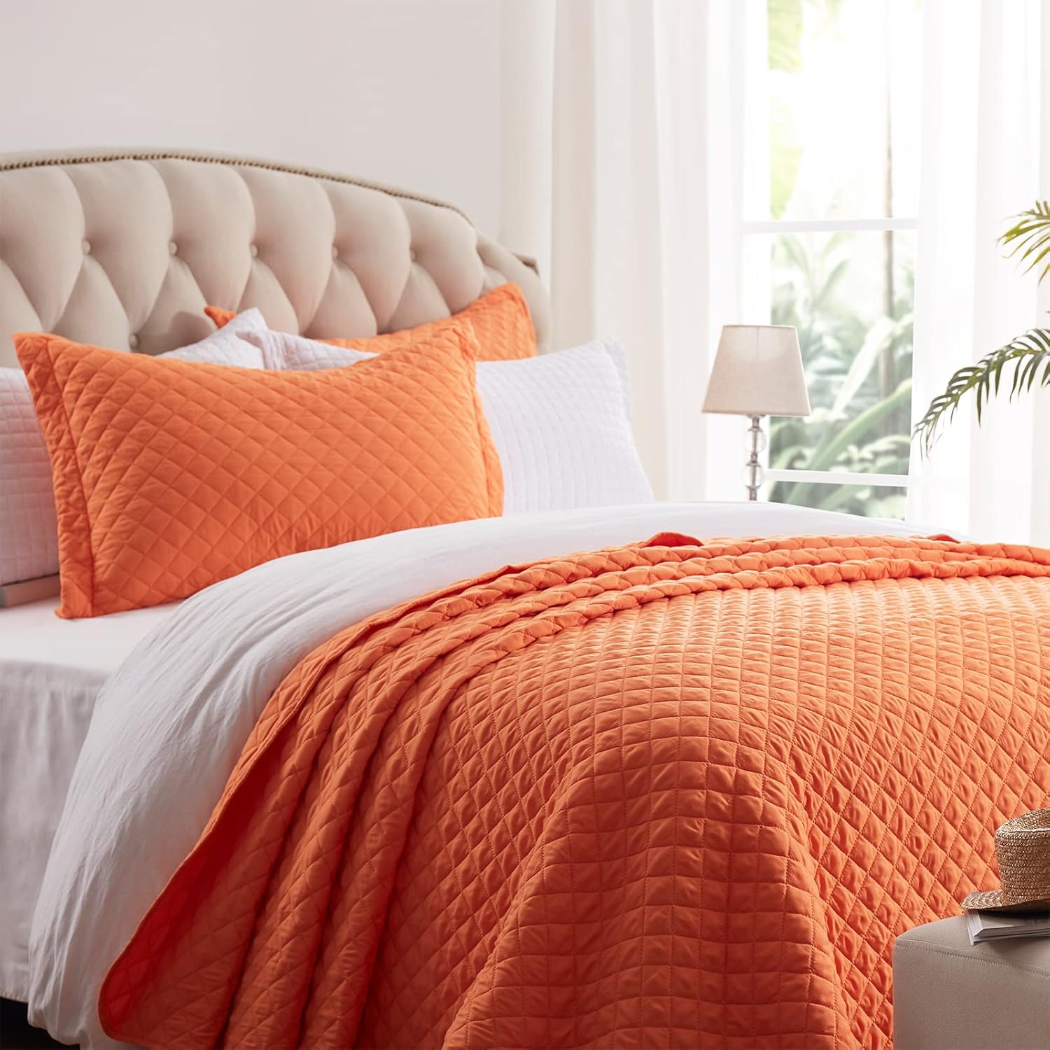 SunStyle Home Quilt Set Twin Orange Lightweight Bedspread