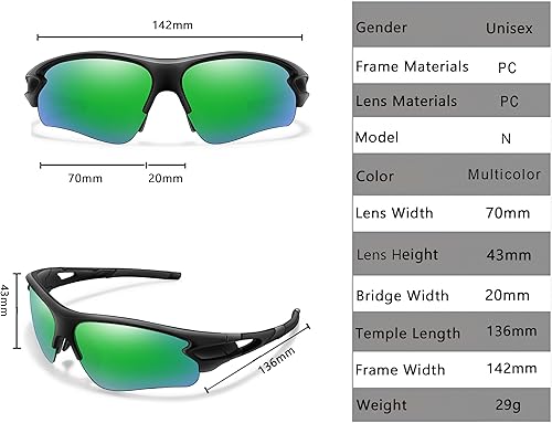 Miniatura 6 de Gafas de sol deportivas polarizadas para hombres y mujeres UV 400, para jóvenes, béisbol, ciclismo, pesca, correr, softbol, golf, lentes de sol