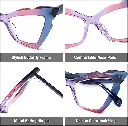 Miniatura 3 de Zeelool Elegante marco de gafas de mariposa para mujeres con lente transparente sin receta Wafae ZJGA879605