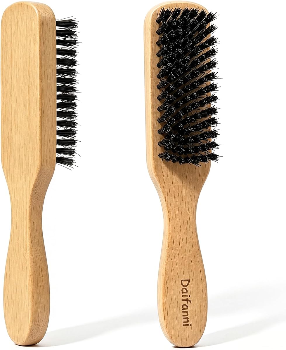 Slick Back Hair Brush with Boar Bristles Wooden Handle Smoothing Brush | Smooths frizz and flyaways, Polishes hair for natural shine, Sleek Ponytails Buns,Daily styling essential