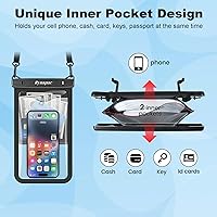 Vista 6 de Paquete de 2 bolsas impermeables para teléfono, funda impermeable de 10 pulgadas con cordón, IPX8, bolsa seca para teléfono celular, artículos