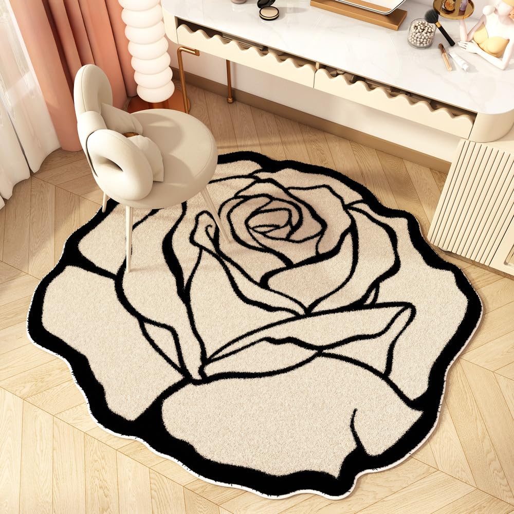 Tapis à fleurs moelleux pour créer un coin coiffeuse ou un salon chaleureux