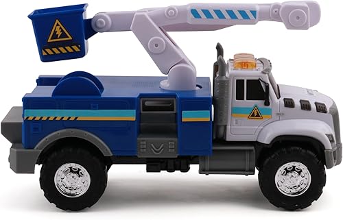 Miniatura 1 de Mighty Fleet Rescue Force Tough CAB Cherry Picker Toy Truck - Realistic Lights & Sounds, Movable Cherry Picker Arm, Durable Plastic Construction