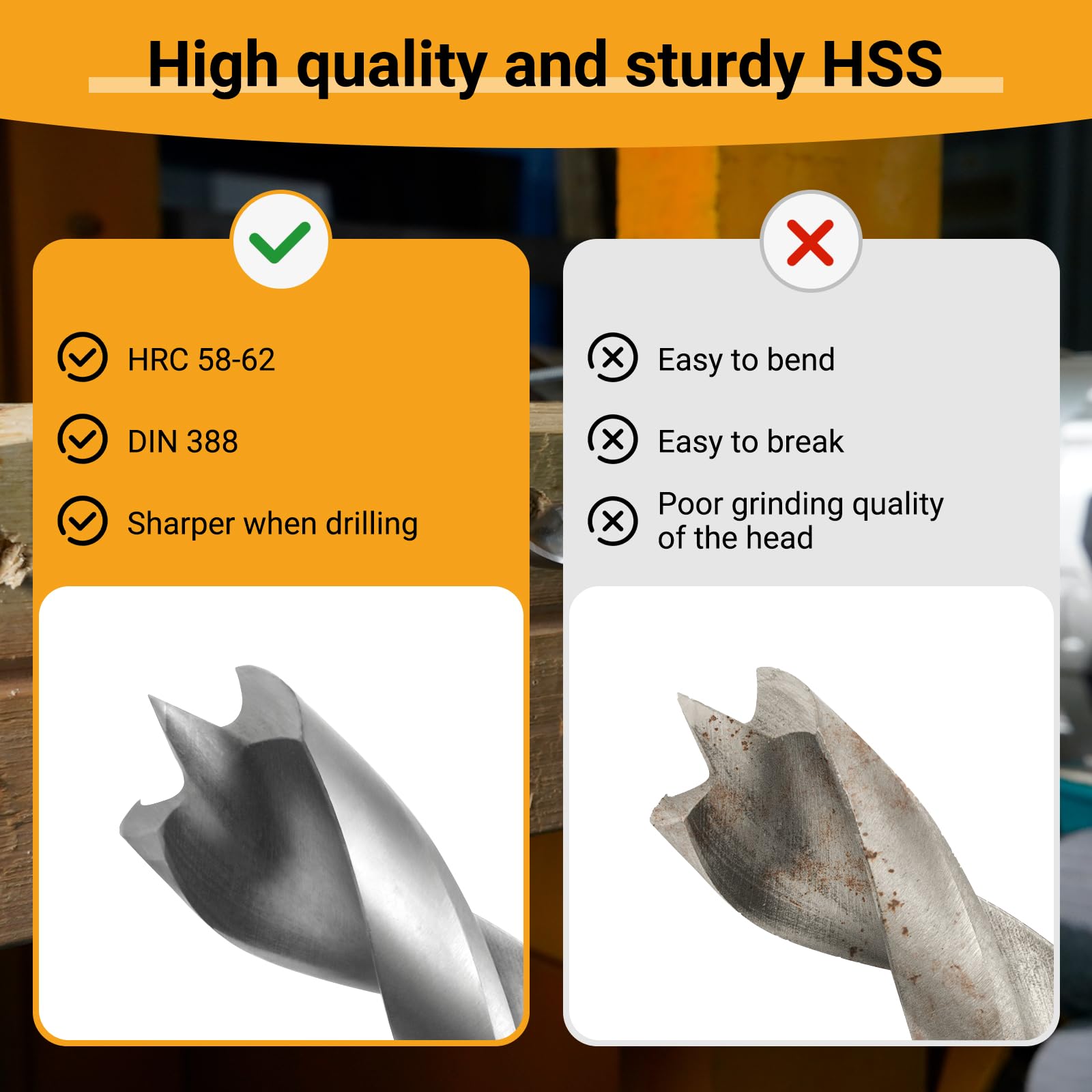 Toolmays 25pcs Wood Drill Bit Set Hss-G, 1-13 mm Brad Point Wood Drill Bit Sets for Hardwood Softwood, Plywood, Mdf And Chipboard - Image 2