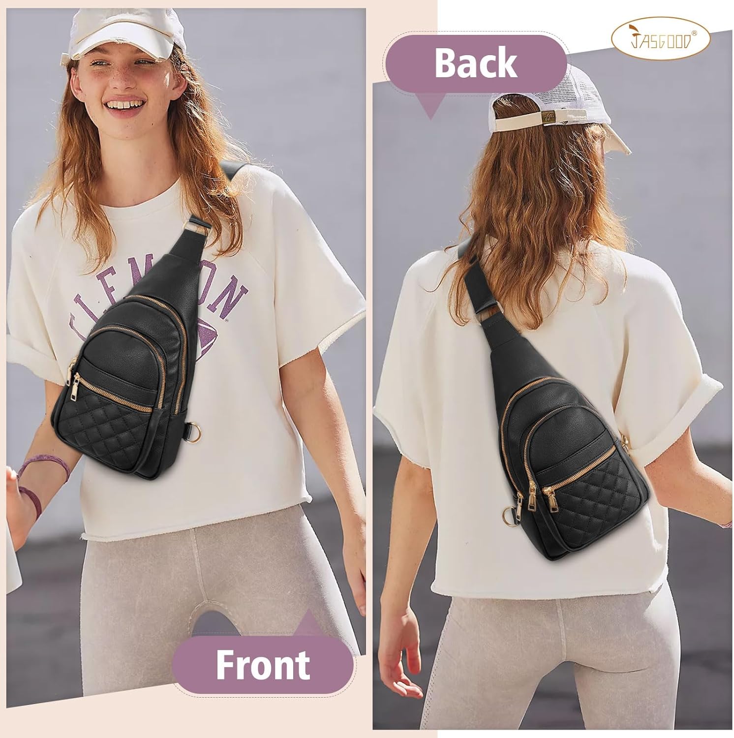 Sling Bag for Women Crossbody Leather Fanny Packs Chest Bag Fashion Sling Backpack Travel JASGOOD - Image 2