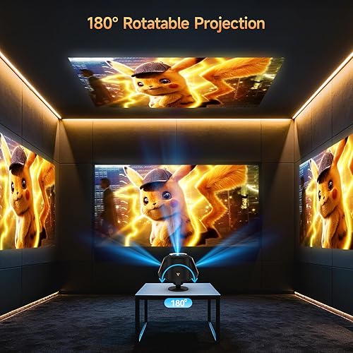 Miniatura 5 de Mini proyector con WiFi y Bluetooth, proyector portátil nativo 1080P soporte 4k con soporte ajustable de 180, pantalla máxima de 180 pulgadas,