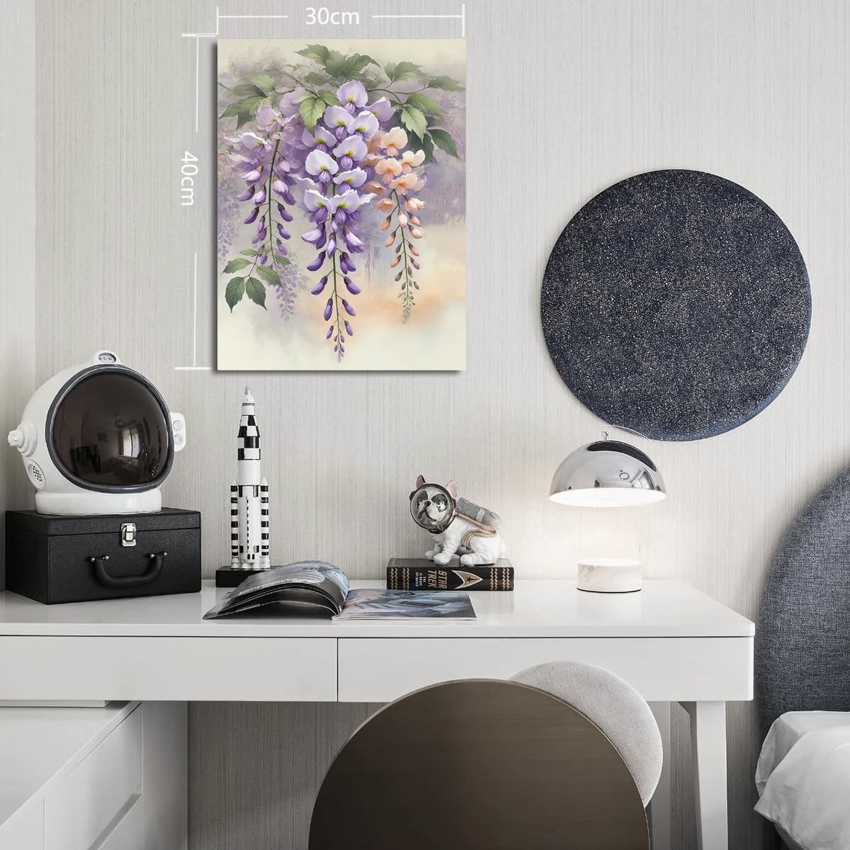 Amazon.co.jp: キャンバスアート 藤の花 絵画 30×40cm - 優雅な藤の花