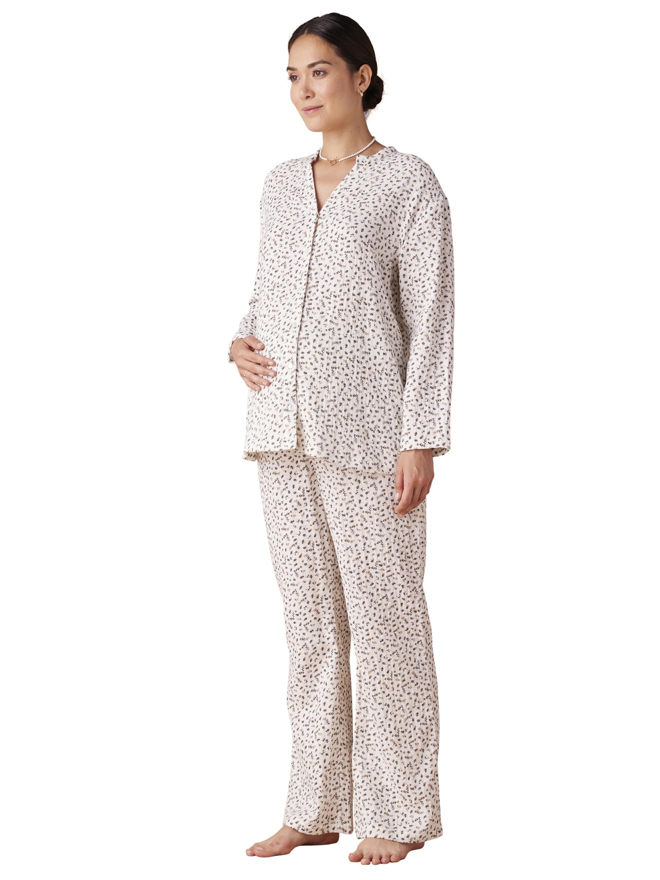 ENVIE DE FRAISE Pyjama Grossesse 2 pièces en Gaze de Coton écru 38