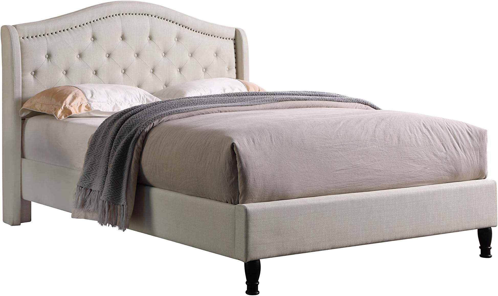 Home Life furBed00013_Cloth_LightBeige_King Platform Bed, Beige