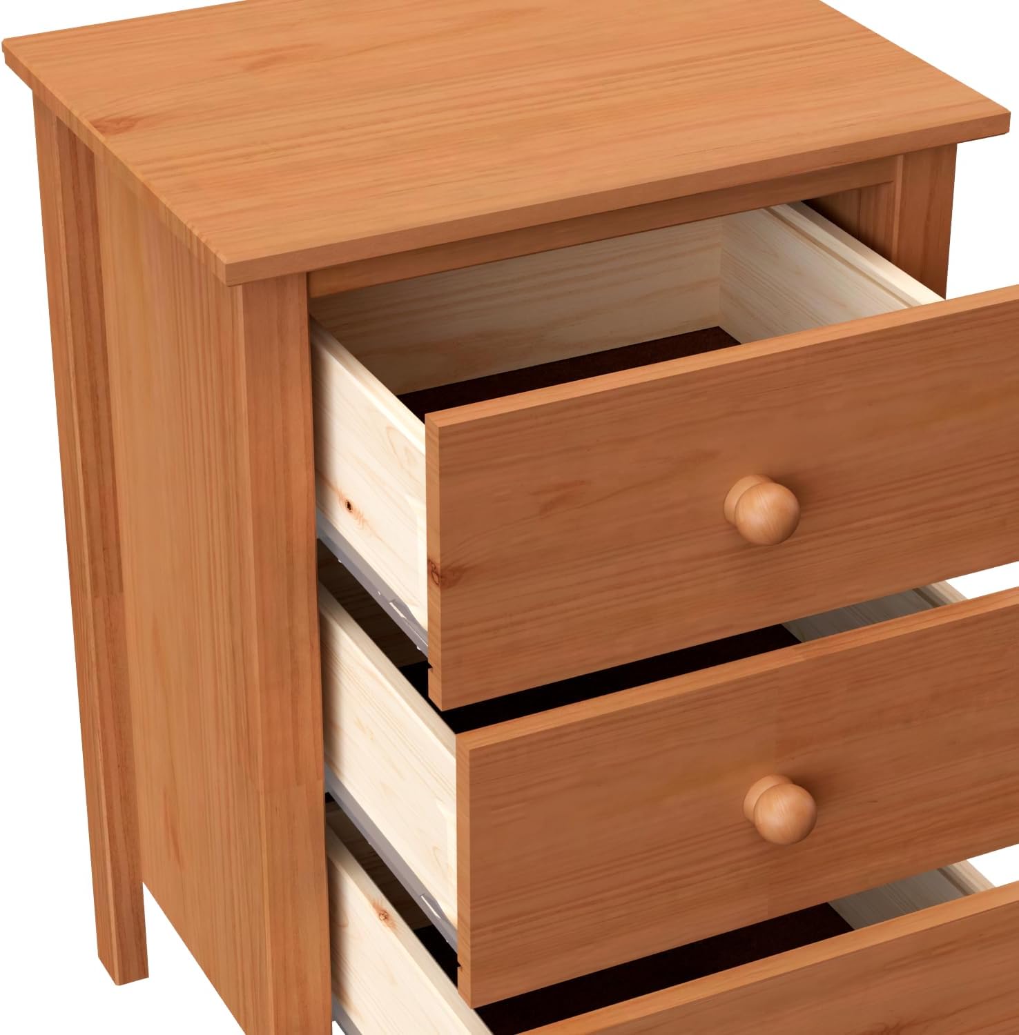 From the Tree Furniture Tall Nightstand with 3 Drawers - Solid Pine Wood Bedside Table with Spacious Storage & Sustainable Design - Honey Side Table for Bedroom Organization & Style