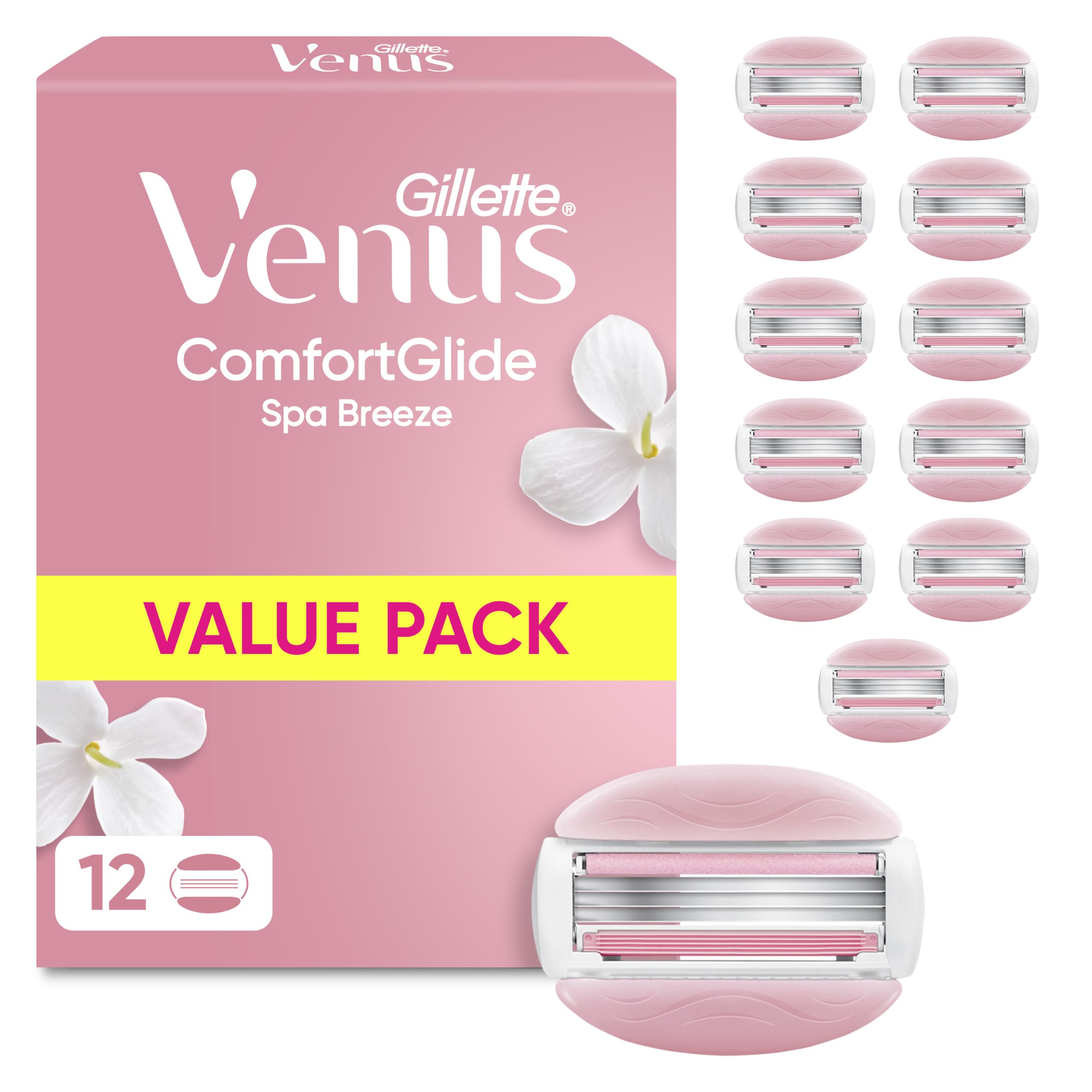 Gillette Venus Comfortglide Spa Breeze Rasierklingen Damen, 12 Original Ersatzklingen für Damenrasierer