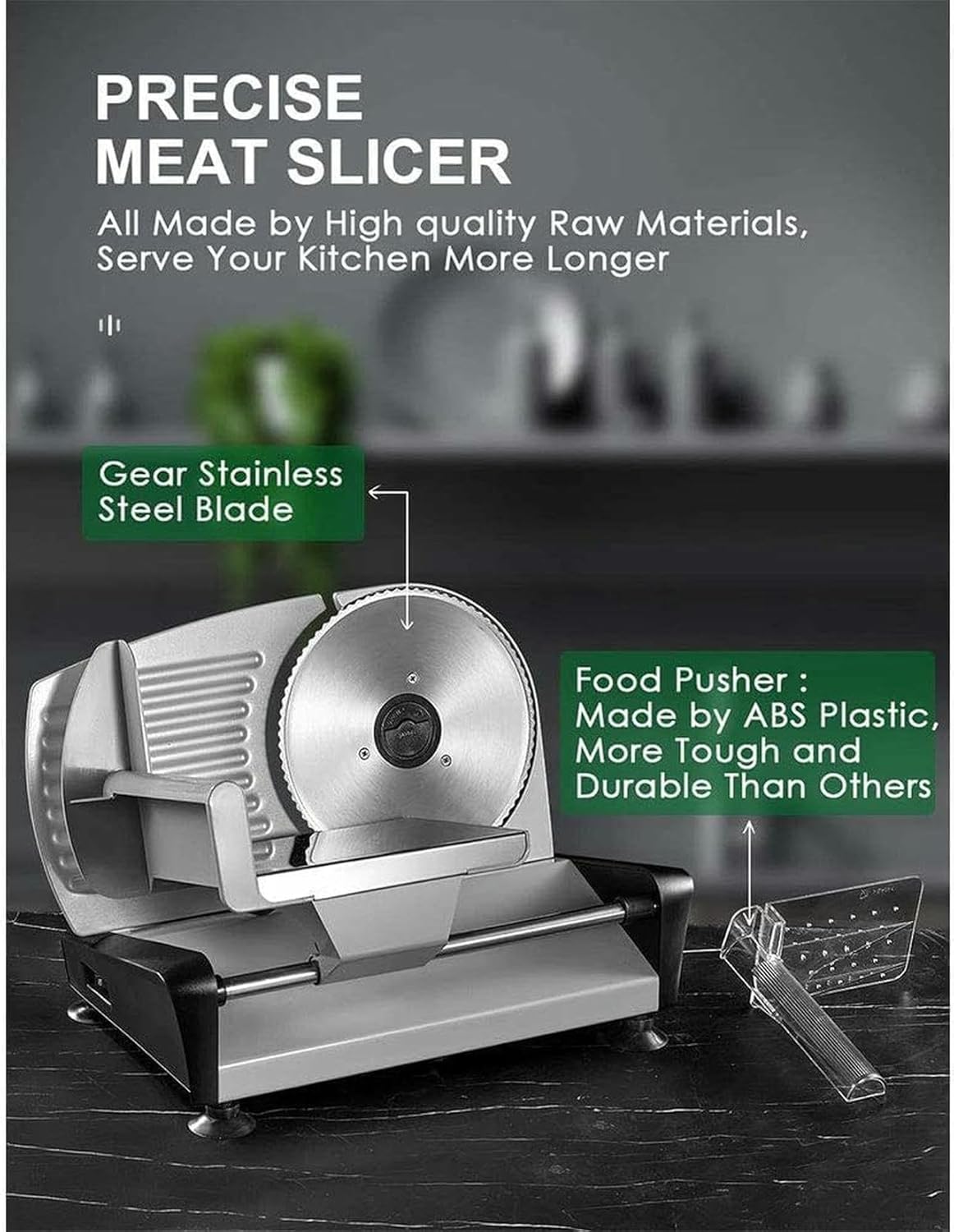 Meat Cutter Electric Food CutterDeli Cheese Fruit Vegetables Bread Cutter, Adjustable Thickness