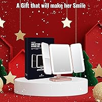 Vista 2 de EASEHOLD Espejo de tocador recargable con luces, 116 LEDs espejo de maquillaje, espejo de maquillaje iluminado de 3 colores, aumento 2X/3X/10X, 5000