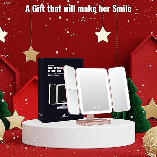 Miniatura 2 de EASEHOLD Espejo de tocador recargable con luces, 116 LEDs espejo de maquillaje, espejo de maquillaje iluminado de 3 colores, aumento 2X/3X/10X, 5000