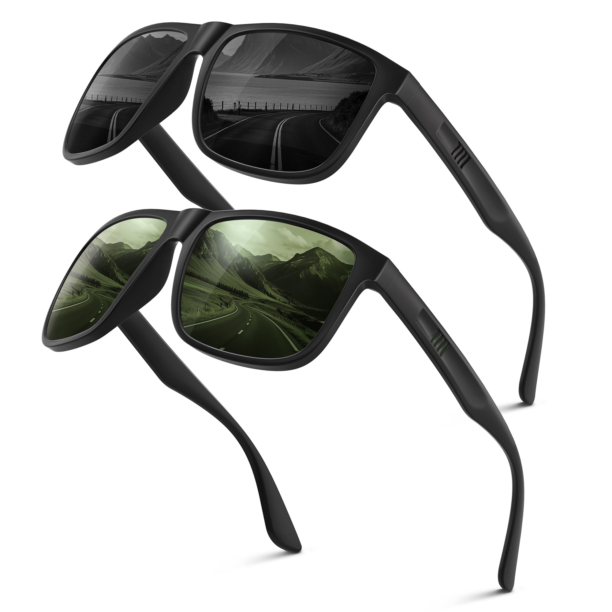 Wrimen Sonnenbrille Herren-Polarisiert-UV400 Schutz-Mode-Retro-Unisex-Ultraleicht-Sonnenbrillen-Klassisch Rechteckig-Outdoor Sport Brille für Fahren Reise Angeln