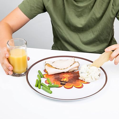 Miniatura 4 de Tiny Expressions - Platos de Acción de Gracias para niños - Juego de 4 platos de melamina de Acción de Gracias con bonitos diseños de pavo para