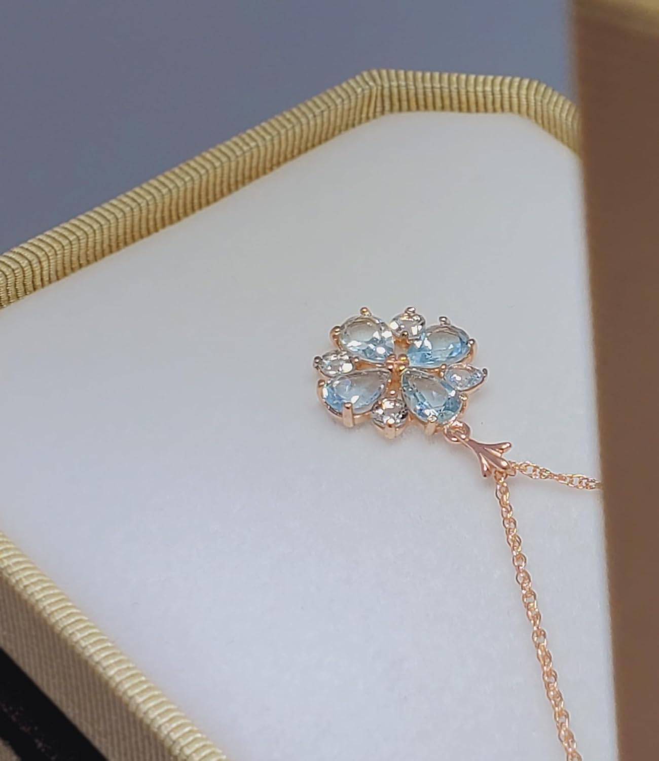 Galaxy Gold GG 2.43 Carat 14k Solid Gold Necklace with Natural Aquamarine Pendant - Image 6