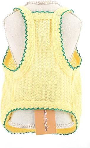 Miniatura 7 de SMALLLEE_LUCKY_STORE Camiseta sin mangas con correa de punto con bordado de flores, para perros pequeños, medianos, gatos, niñas, chaleco, Yorkie