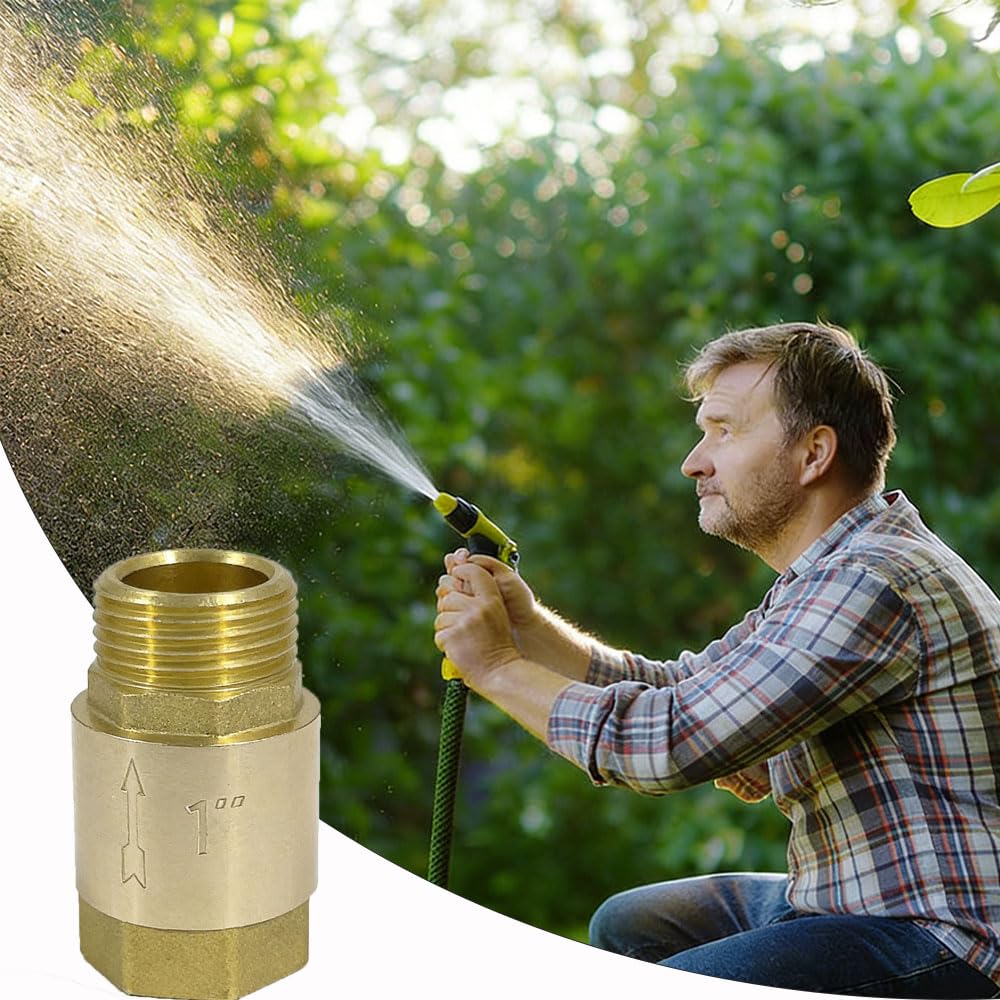 Messing Rückschlagventil 1 Zoll - 1" IG nach 1" AG, DN25 Rückflussverhinderer, Rostfrei Wasserdicht für Wasserleitung, Warmwasserbereiter, Geschirrspüler