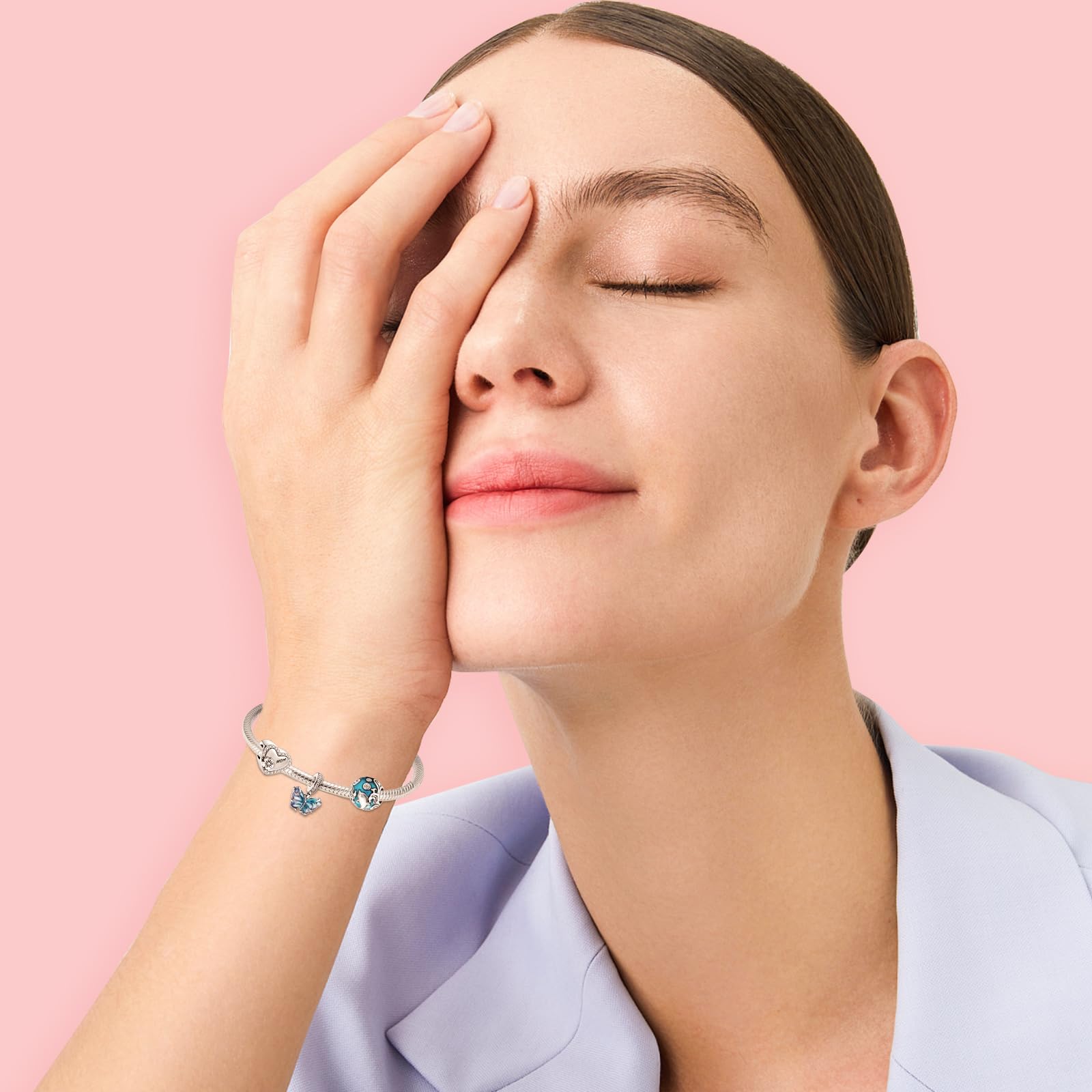 Amuefer Animale Charm Compatibili Bracciale Collana, Argento Sterling Oro Rosa Conchiglia Farfalla Gatto Cane Koala Farfalla Ciondolo Natale Gioielli Regali per le Donne Moglie Amici