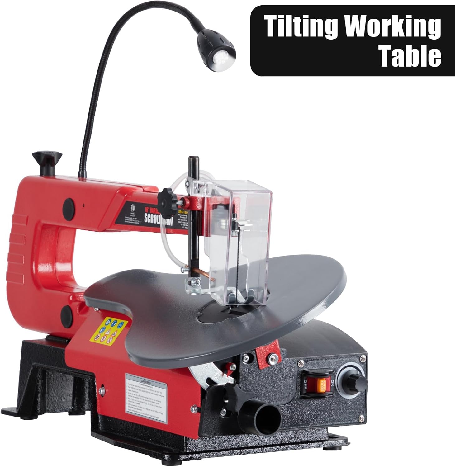 16-Inch Variable Speed Scroll Saw with LED Light & Extra-Large Adjustable Tilting Table – Ideal for Woodworking Projects and Precision Cuts