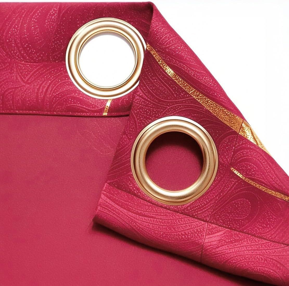 MYRU 2 Panels Set Luxury Striped Blackout Curtains for Bedroom Living Room (Red and Gold, 2 x 66x90 Inch) - Image 3