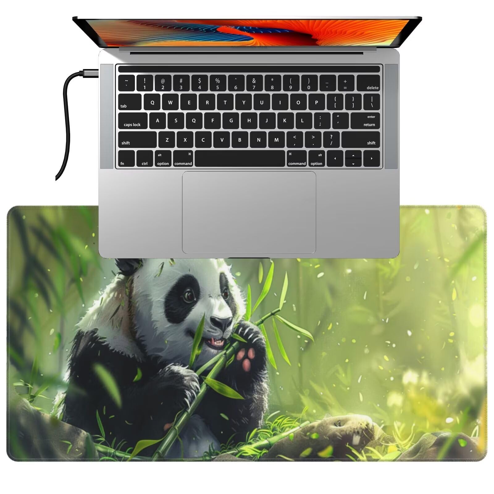 Tappetino Mouse Cina Panda gigante tappetino mouse xxl gaming 1200x600x3mm Grande Tappetino per mouse waterproof，superficie prova di versamento e base antiscivolo，casa Ufficio scrivania Decor F42