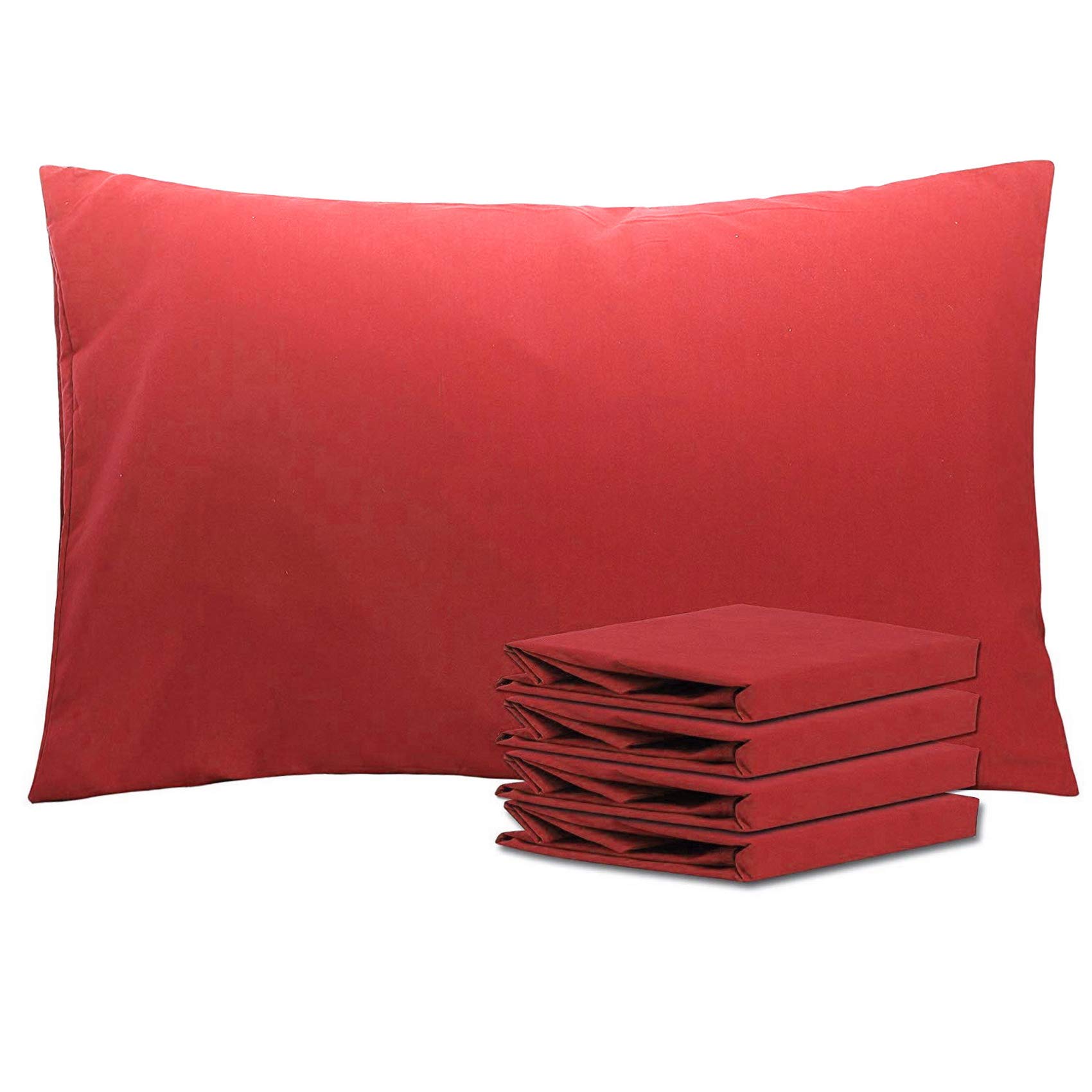 NTBAY Queen Microfiber Pillowcases, 4 Pack, 20 x 30, Wine Red | Soft Brushed Microfiber with Envelope Closure, Set of 4 Queen 20 x 30 Inch Pillowcases, Pillow Inserts Not Included