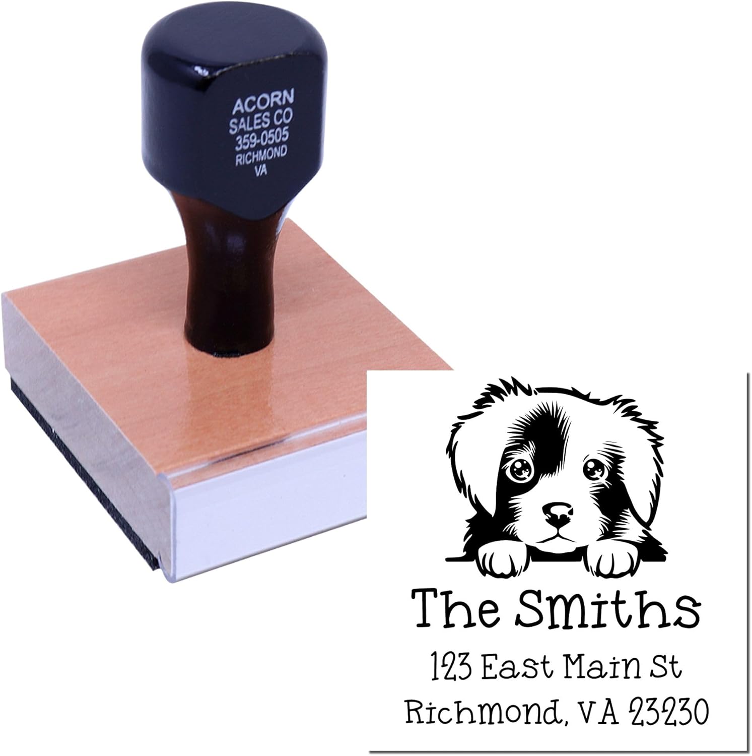 Miniature American Shepherd Dog Customized Return Address Stamp - Self-Inking, Personalized Stamp with 11 Ink Colors, Ideal for Dog Lovers, Size 1-5/8 - Ideal for Mailing and Office Use