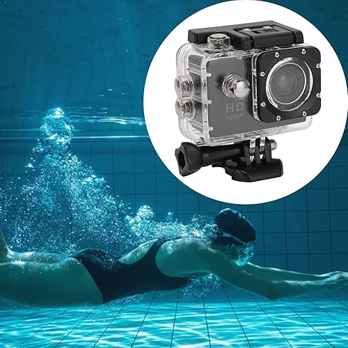 Miniatura 2 de Pilipane Cámara de acción, 1080P 12MP cámara deportiva Full HD, pantalla a color HD de 2.0 pulgadas, lente gran angular de 140 grados, cámara