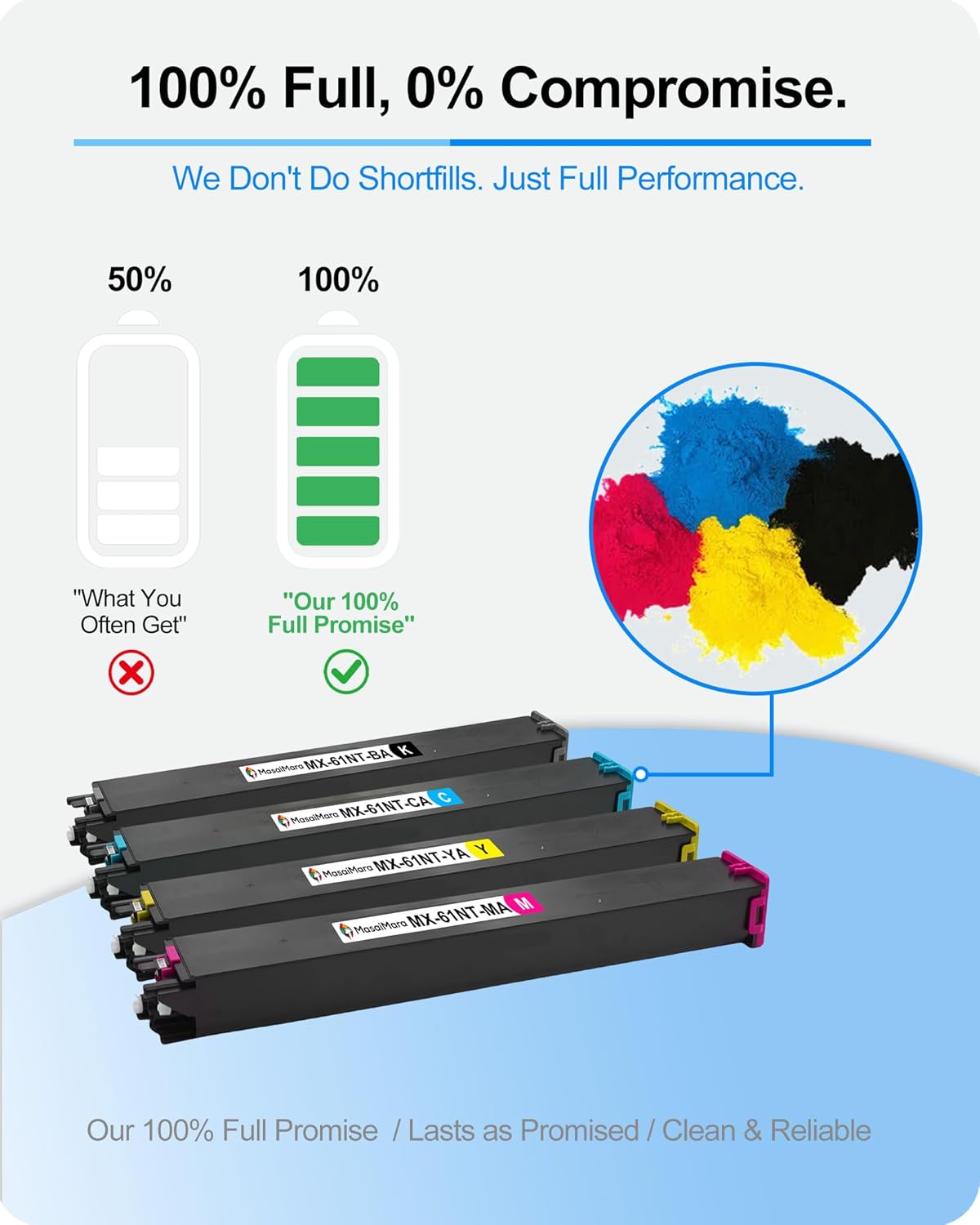 MasaiMara MX-61NT MX61NT MX-61NT-BA MX-61NT-CA MX-61NT-MA MX-61NT-YA Compatible Toner Cartridges for Sharp MX-2630N MX-3050N MX-3070N MX-3550N MX-4050N MX-5050N MX-6050N MX-6070N MX-3070V Printer