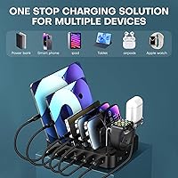 Vista 4 de Charging Station for Multiple Devices,75W 6 Port Multi USB C Fast Charger Station with 7 Mixed Charging Cables,USB Charging Dock Compatible with