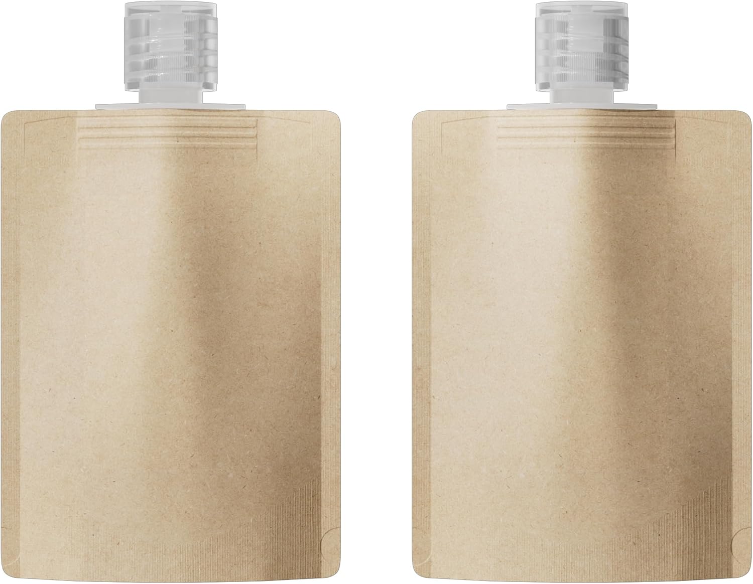 50 Portable Kraft Cosmetic Refillable Travel Pouch for Facial Mask, Lotion, Shampoo, Conditioner with Frosted Flip Cap (3.38 oz)