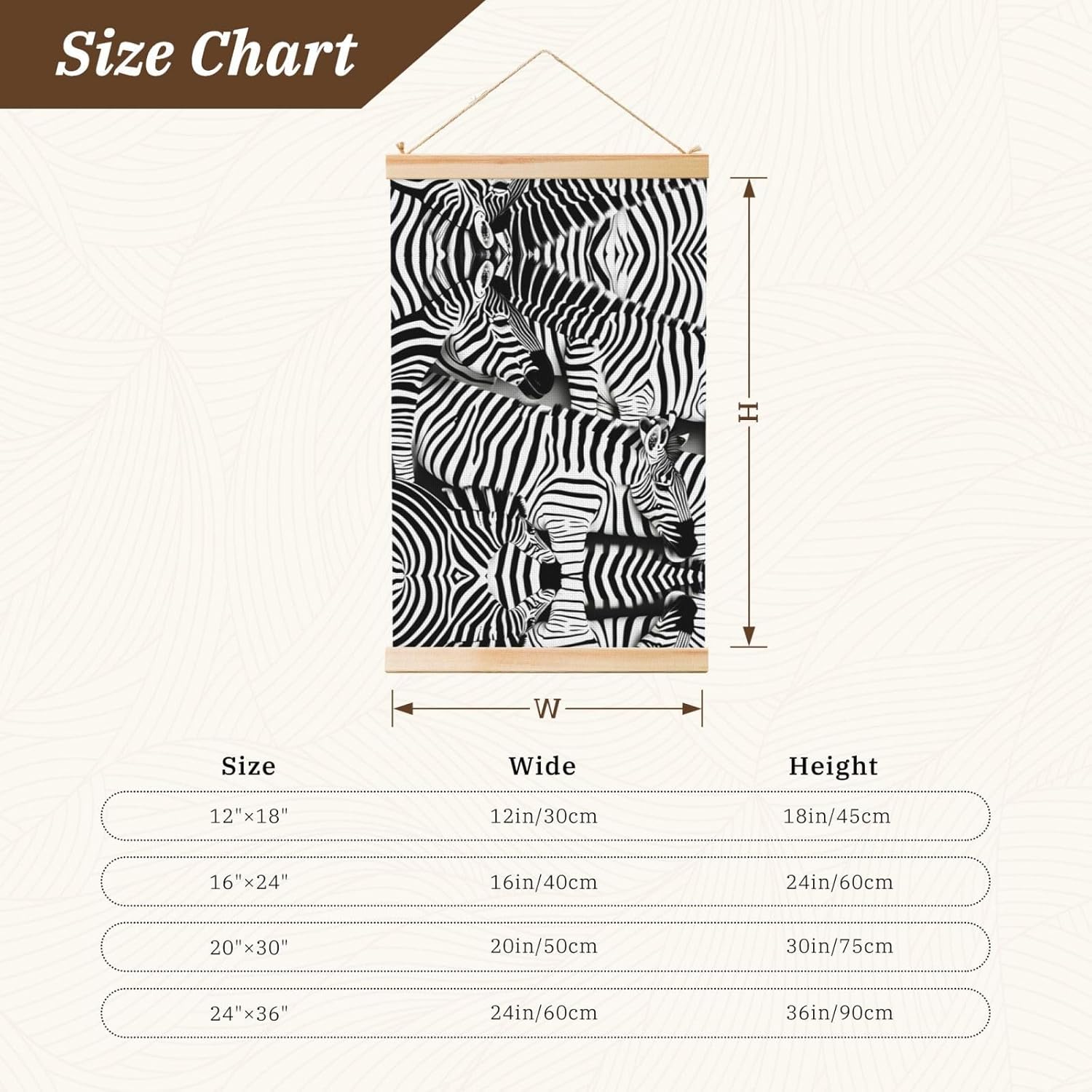 Zebra Print Poster Hanger,Hanging Poster, Poster Frame,Wood Poster Hanger, For Wall Hanging