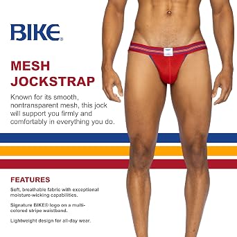 Bike Mesh Jockstrap, Smooth, Breathable, Non-Transparent Mesh Pouch with Elastic Waistband for Superior Comfort and Fit