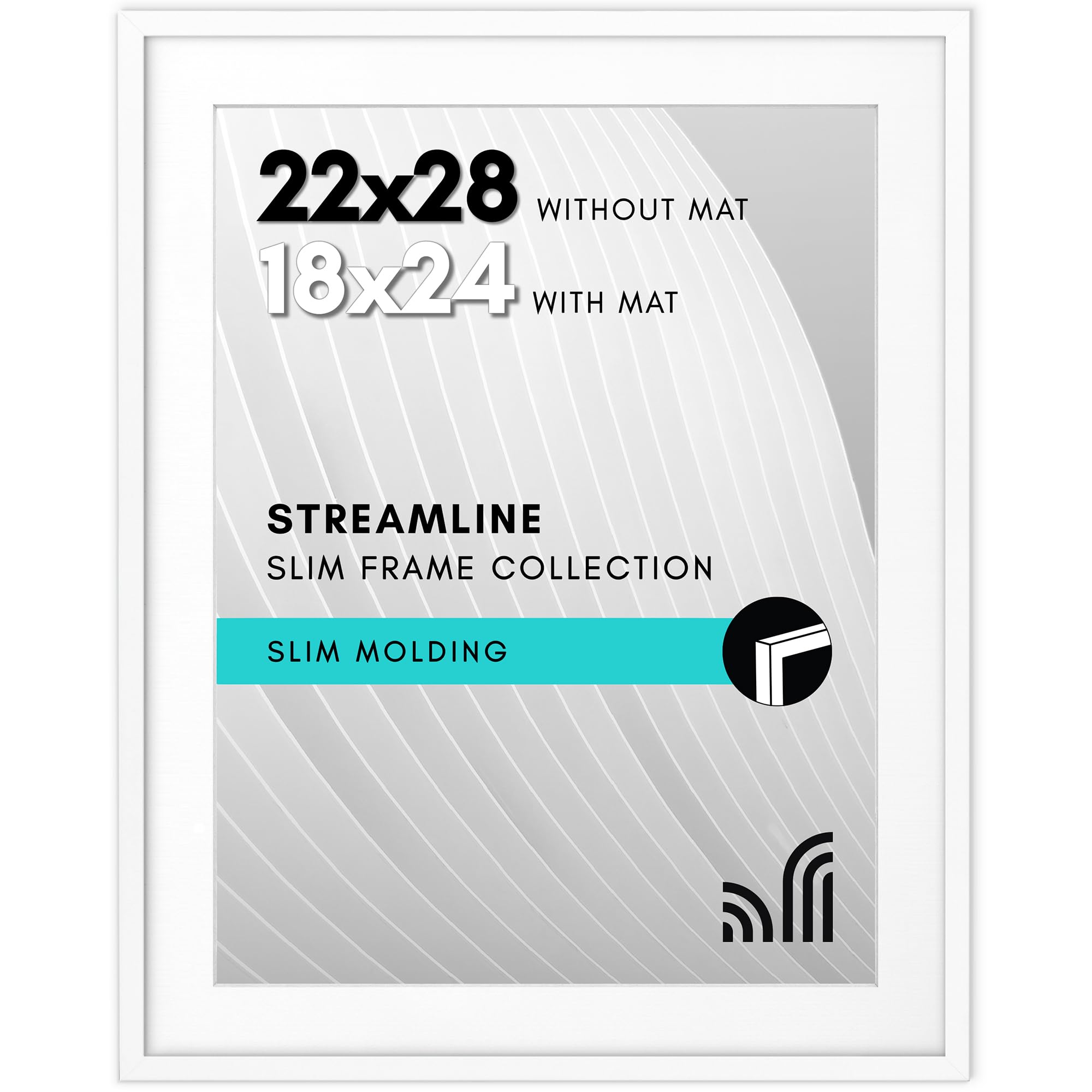 Americanflat 22x28 Poster Frame with Polished Plexiglass - Use as 18x24 Frame with Mat or Display 22x28 Photo